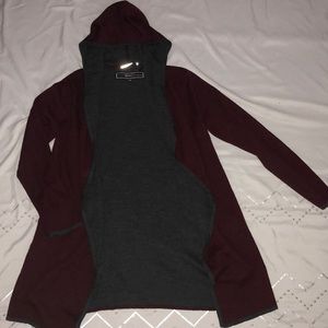 BNCI by Blanc Noir burgundy and grey cardigan